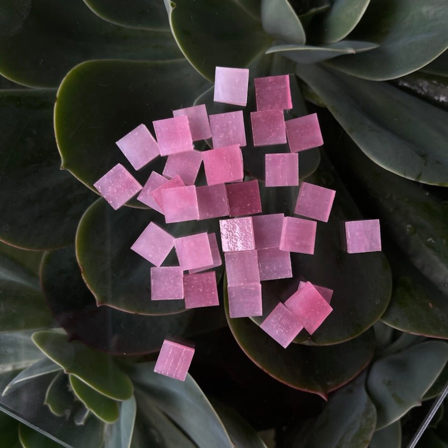 Rose Quartz: Hand-cut Stained Glass Mosaic