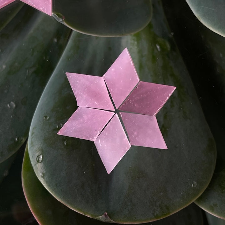 Rose Quartz: Hand-cut Stained Glass Mosaic